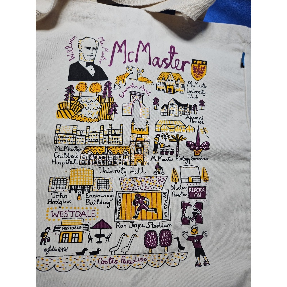 McMaster University Canvas Tote Bag Campus Cityscape Marauders Julia Gash New